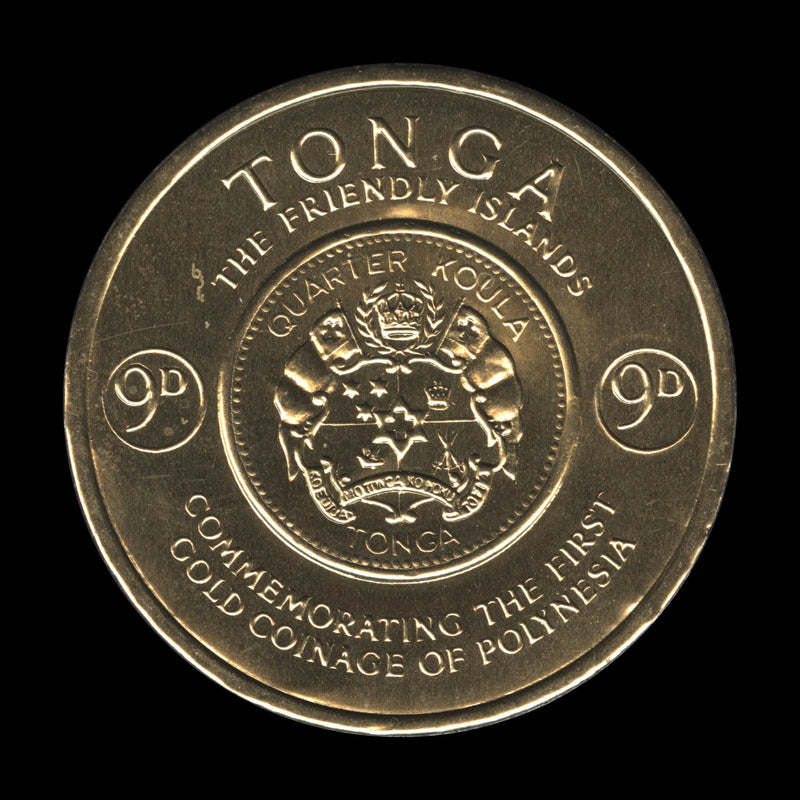 Tonga 1963 (Proof) 9d Gold Coinage Commemoration, die II