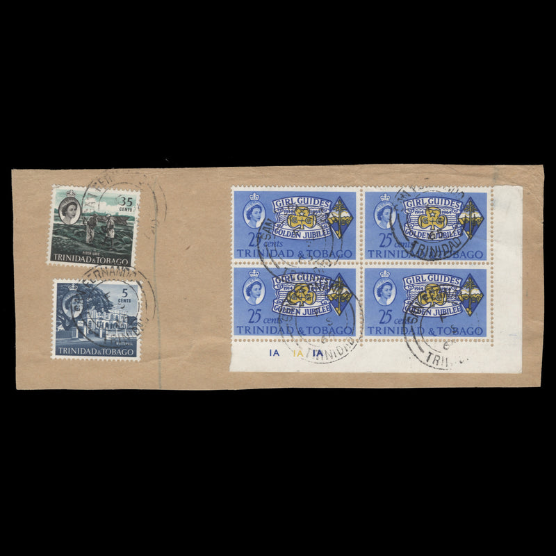 Trinidad & Tobago 1964 (Used) 25c Girl Guides Golden Jubilee plate block