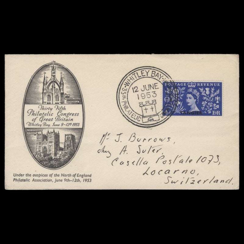 Tangier 1953 Philatelic Congress commemorative cover, WHITLEY BAY