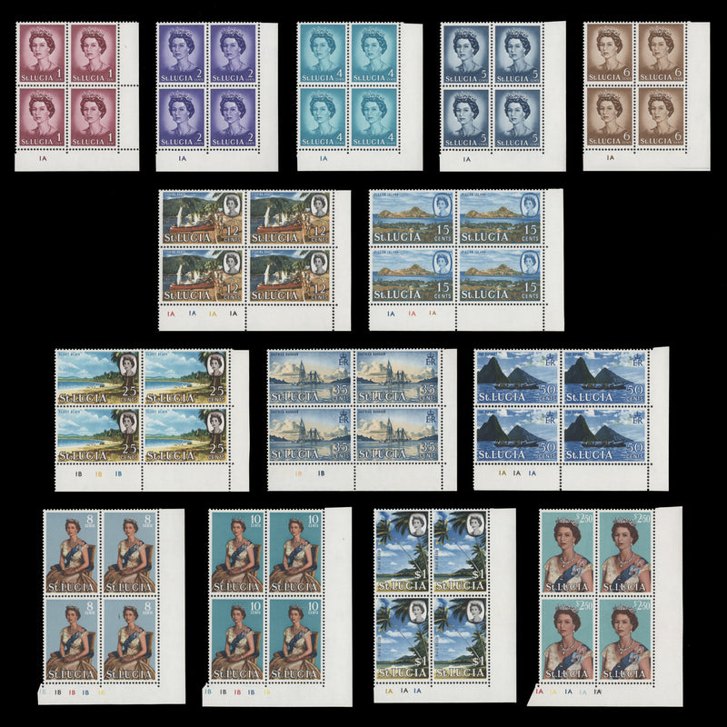 Saint Lucia 1964 (MNH) Definitives plate blocks