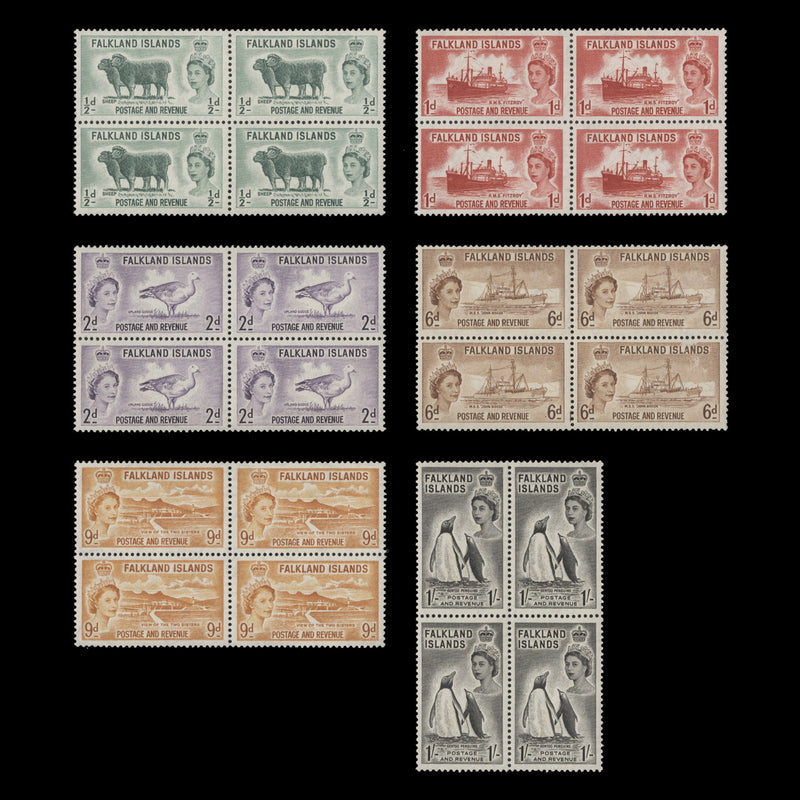 Falkland Islands 1955 (MNH) Definitives blocks