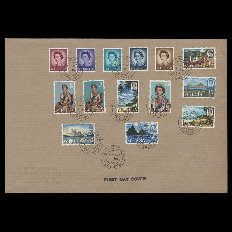 Saint Lucia 1964 Definitives first day cover, CASTRIES