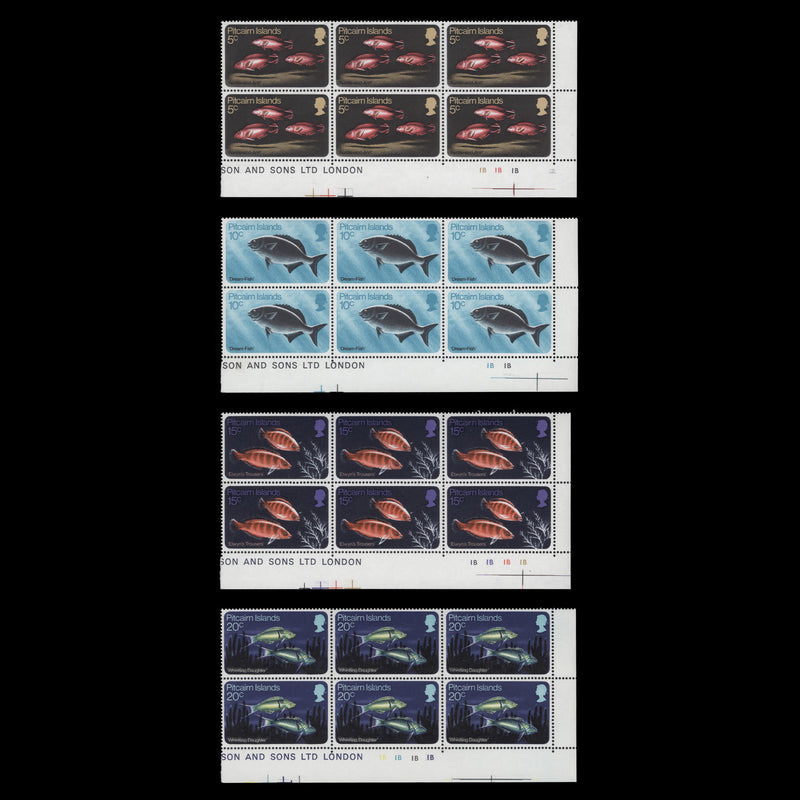 Pitcairn Islands 1970 (MNH) Fishes plate blocks