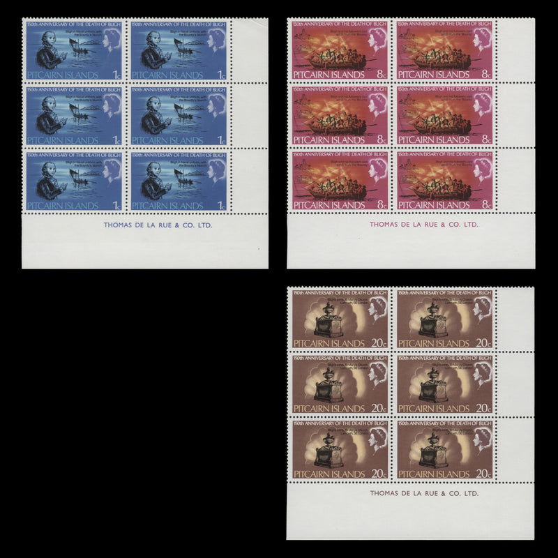 Pitcairn Islands 1967 (MNH) Bligh's Death Anniversary imprint blocks