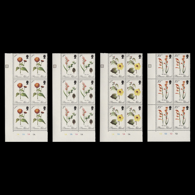 Pitcairn Islands 1970 (MNH) Flowers plate blocks