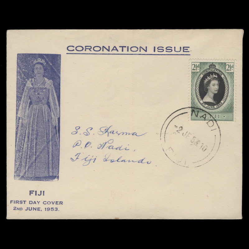 Fiji 1953 (FDC) 2½d Coronation, NADI