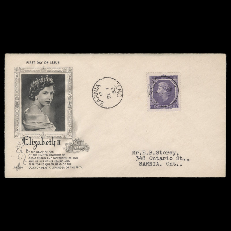 Canada 1953 (FDC) 4c Coronation, SARINA