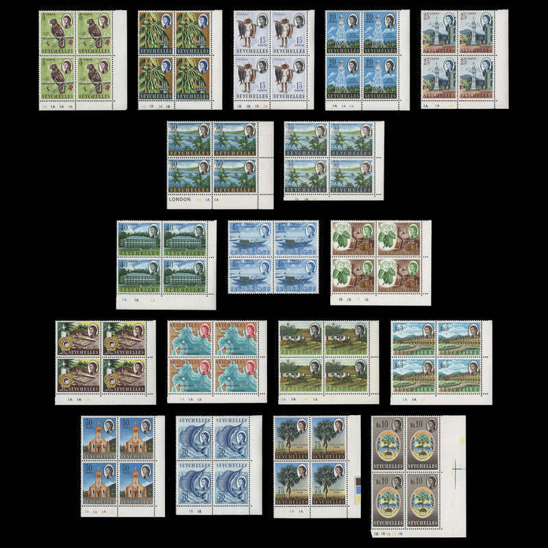 Seychelles 1962-68 (MNH) Definitives plate blocks