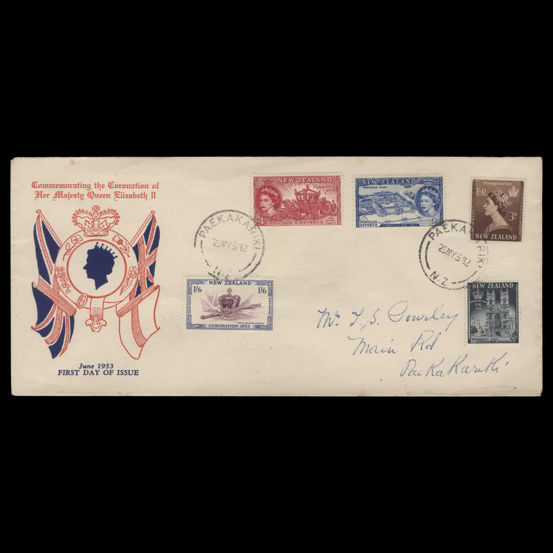 New Zealand 1953 Coronation first day cover, PAEKAKARIKI