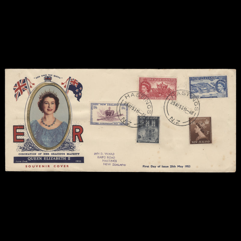 New Zealand 1953 Coronation first day cover, HASTINGS