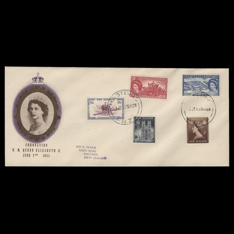 New Zealand 1953 Coronation first day cover, HASTINGS