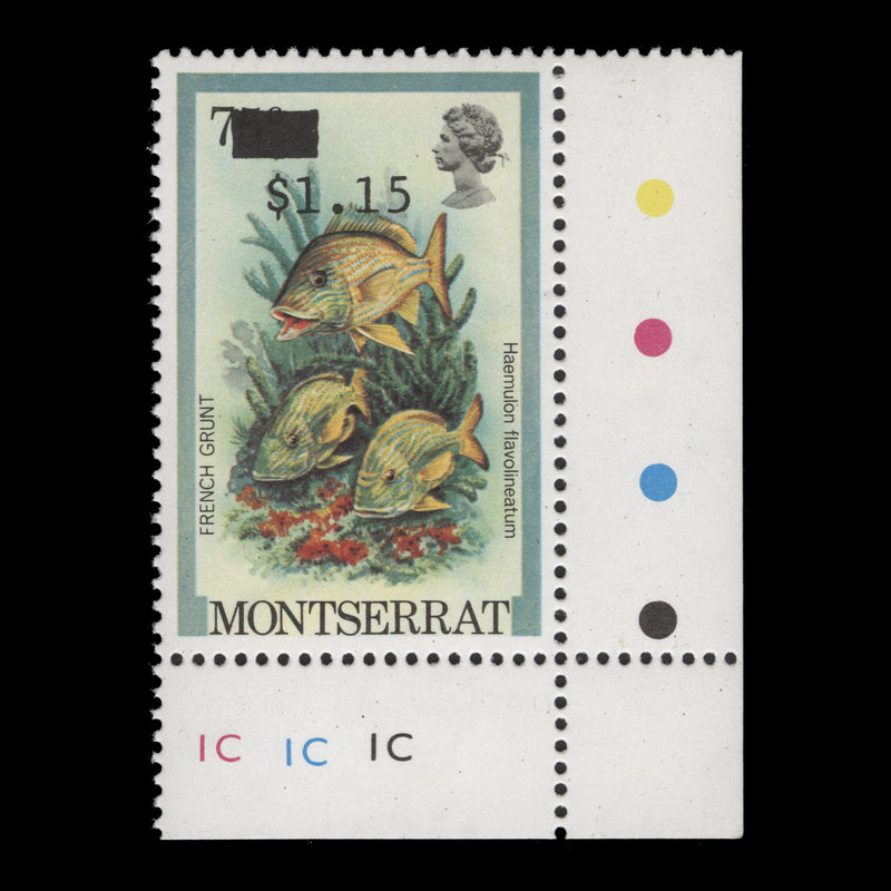 Montserrat 1983 (Variety) $1.15/75c French Grunt without imprint