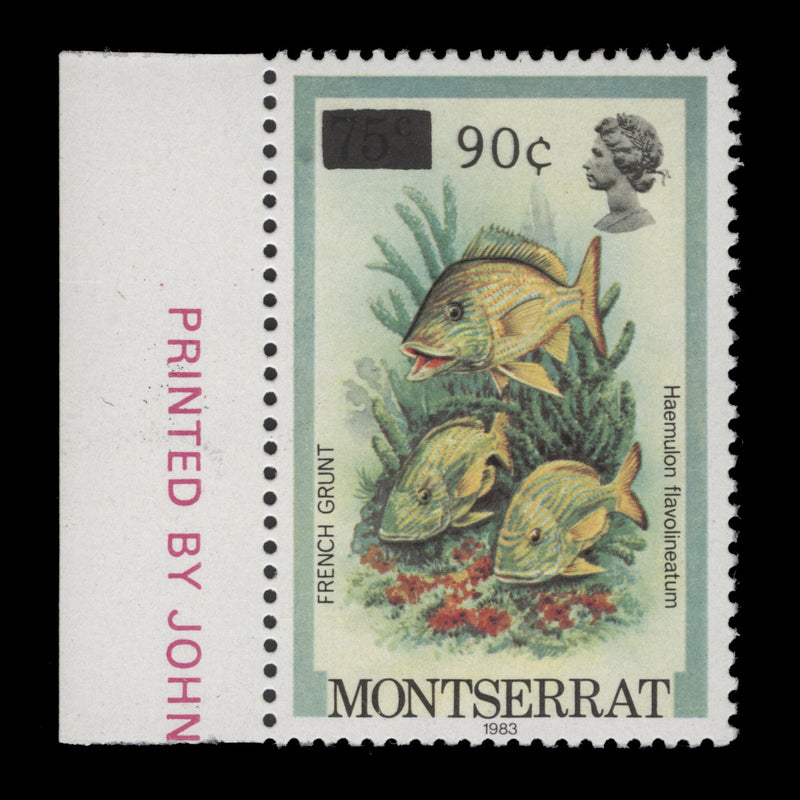 Montserrat 1983 (Variety) 90c/75c French Grunt with wrong surcharge