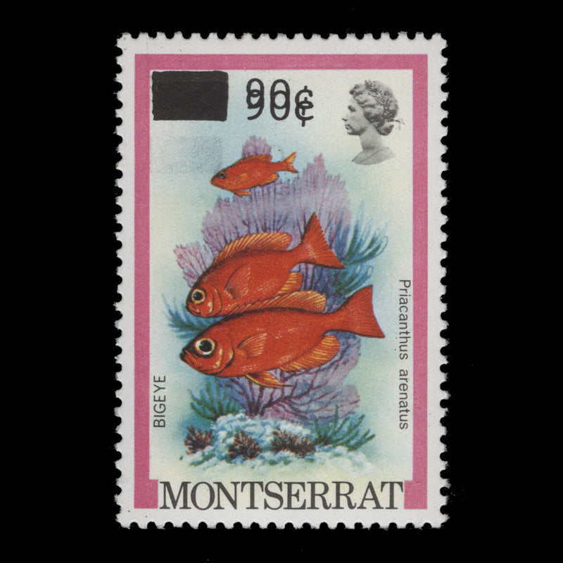 Montserrat 1983 (Variety) 90c/65c Bigeye with double surcharge