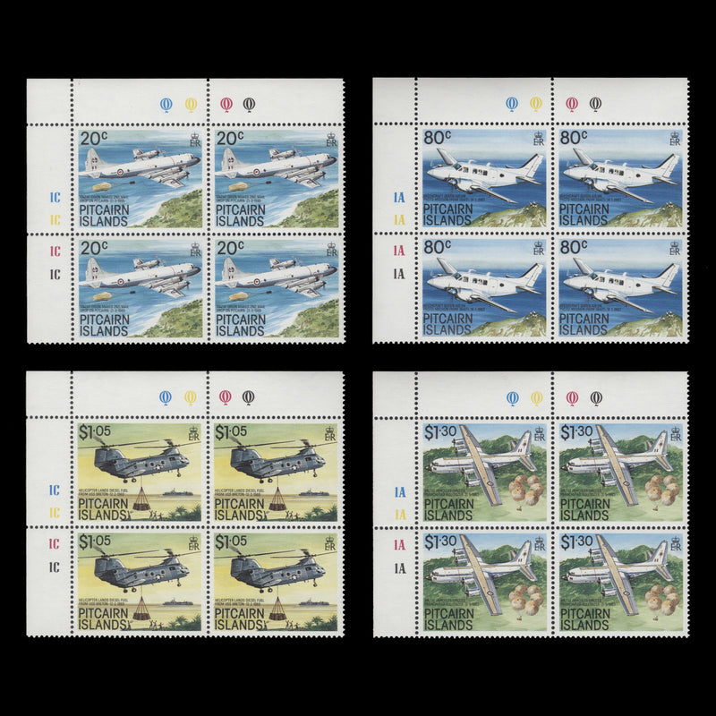 Pitcairn Islands 1989 (MNH) Aircraft traffic light/plate blocks