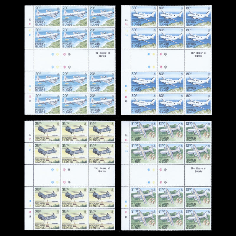 Pitcairn Islands 1989 (MNH) Aircraft gutter traffic light/plate blocks