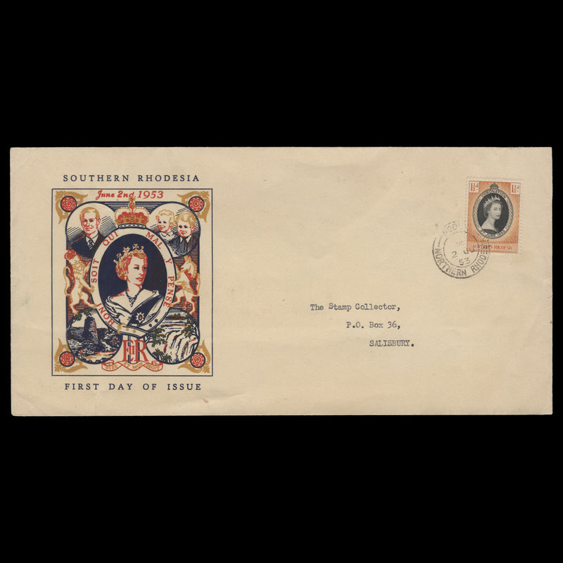 Northern Rhodesia 1953 (FDC) 1½d Coronation, NDOLA