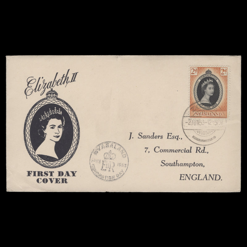 Nyasaland 1953 (FDC) 2d Coronation, ZOMBA