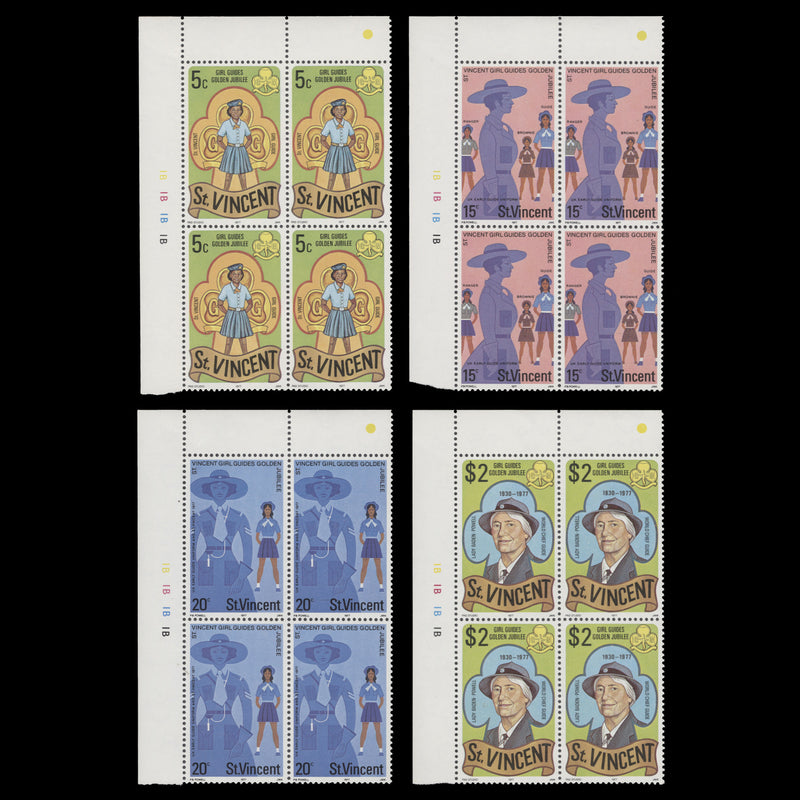 Saint Vincent 1977 (MNH) Girl Guides Golden Jubilee plate blocks