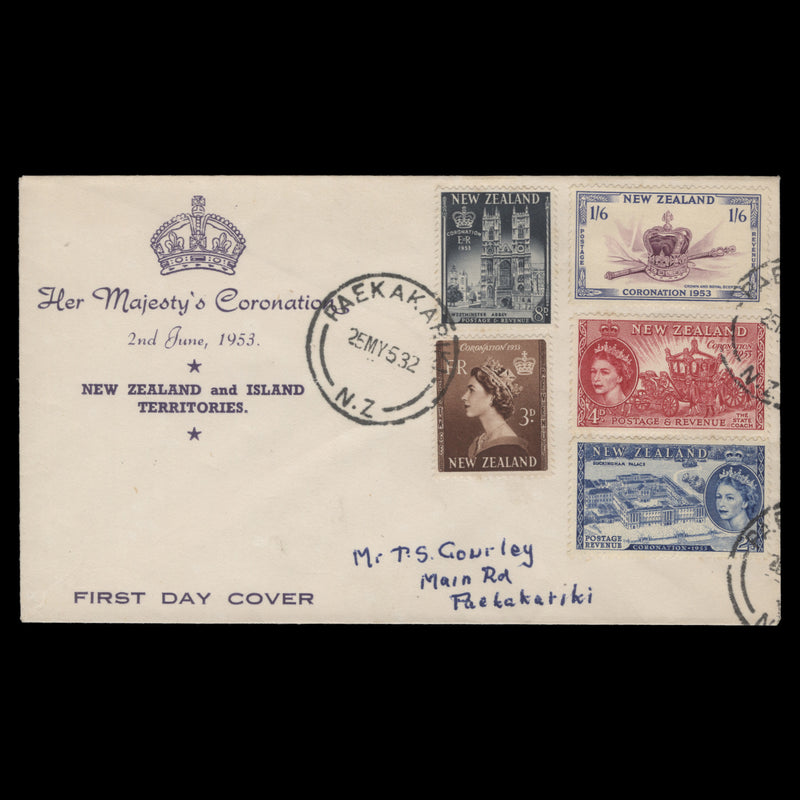 New Zealand 1953 Coronation first day cover, PAEKAKARIKI