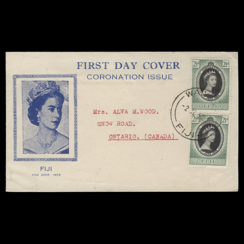 Fiji 1953 (FDC) 2½d Coronation singles, WAIYEVO