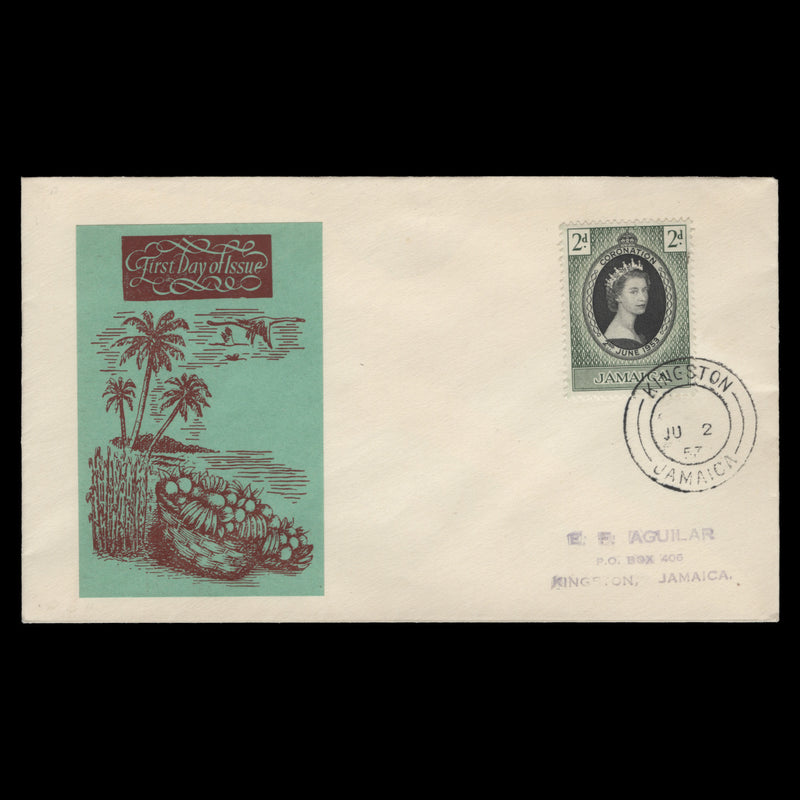 Jamaica 1953 (FDC) 2d Coronation, KINGSTON