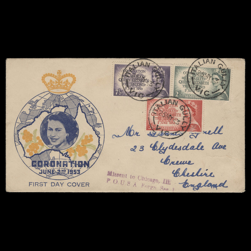 Australia 1953 Coronation first day cover, ITALIAN GULLY