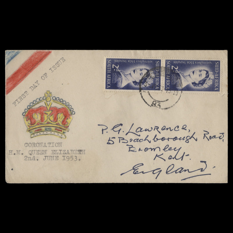 South Africa 1953 (FDC) 2d Coronation pair