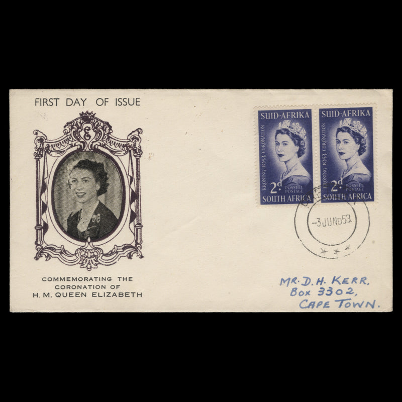 South Africa 1953 (FDC) 2d Coronation pair, PRETORIA