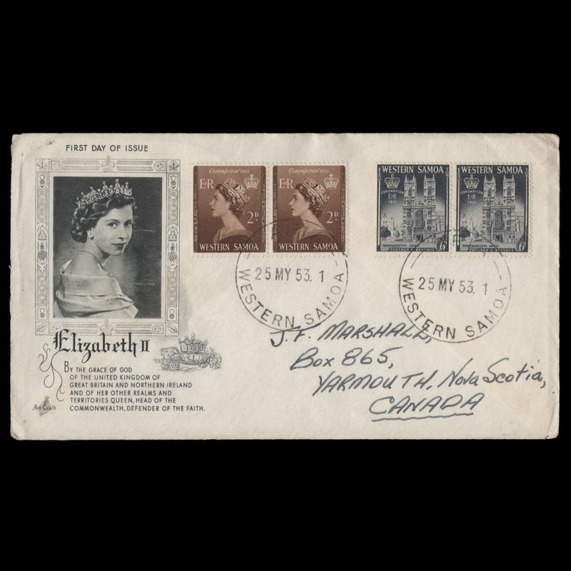 Samoa 1953 Coronation pairs first day cover, APIA