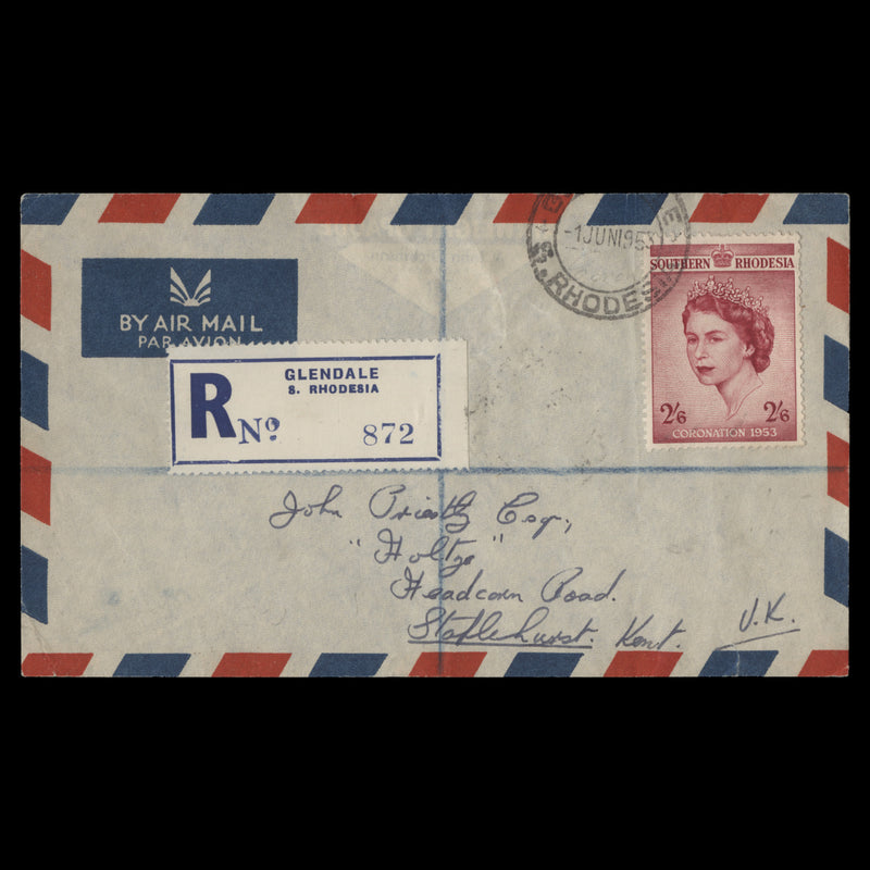 Southern Rhodesia 1953 (FDC) 2s6d Coronation, GLENDALE