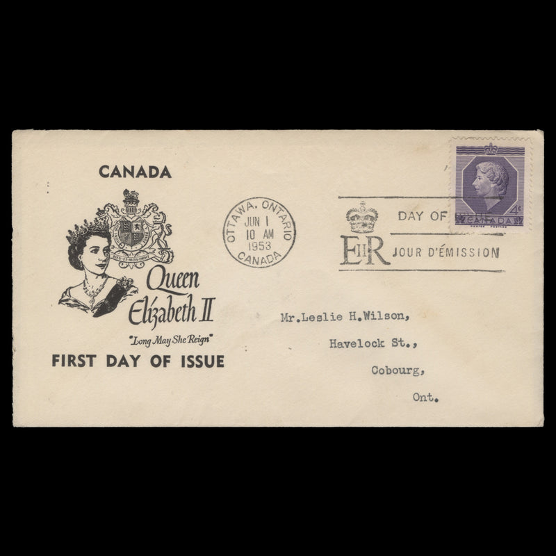 Canada 1953 (FDC) 4c Coronation, OTTAWA