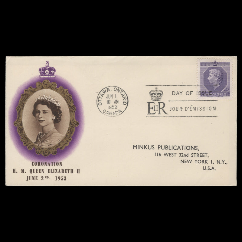 Canada 1953 (FDC) 4c Coronation, OTTAWA