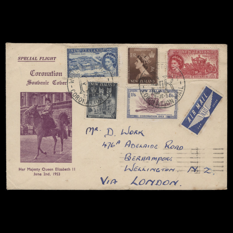 New Zealand 1953 Coronation day flight cover, WELLINGTON