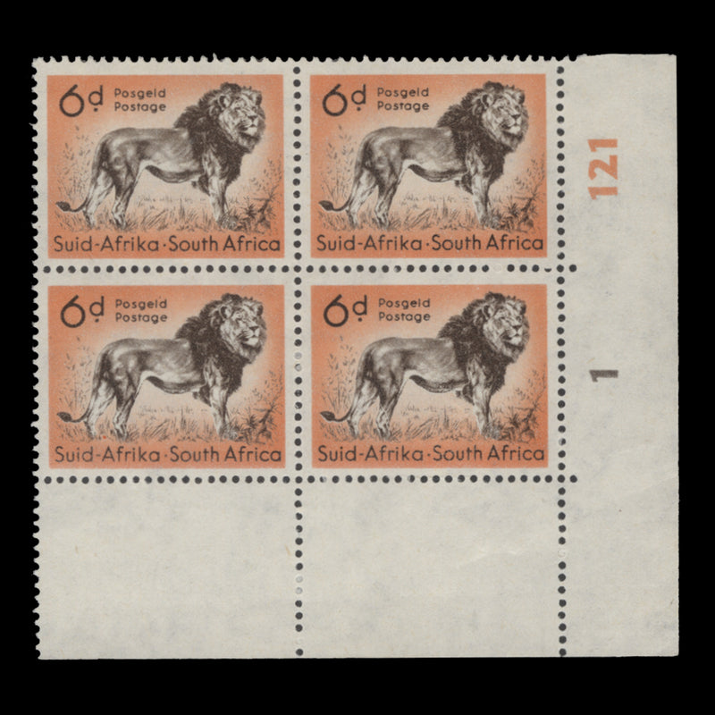 South Africa 1960 (MNH) 6d Lion cylinder 1–121 block