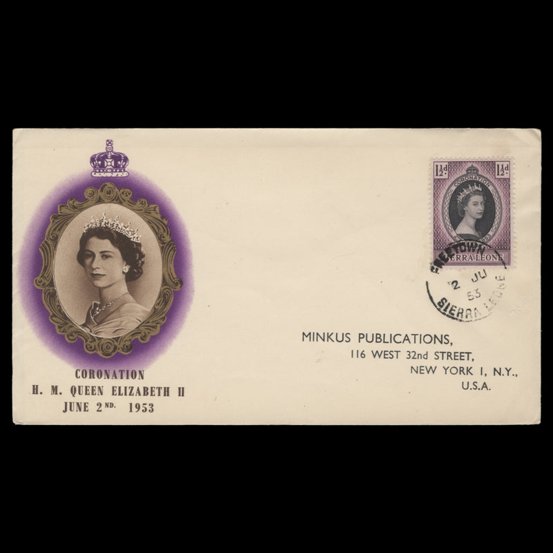 Sierra Leone 1953 (FDC) 1½d Coronation, FREETOWN