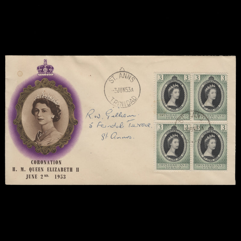 Trinidad & Tobago 1953 (FDC) 3c Coronation, ST ANNES