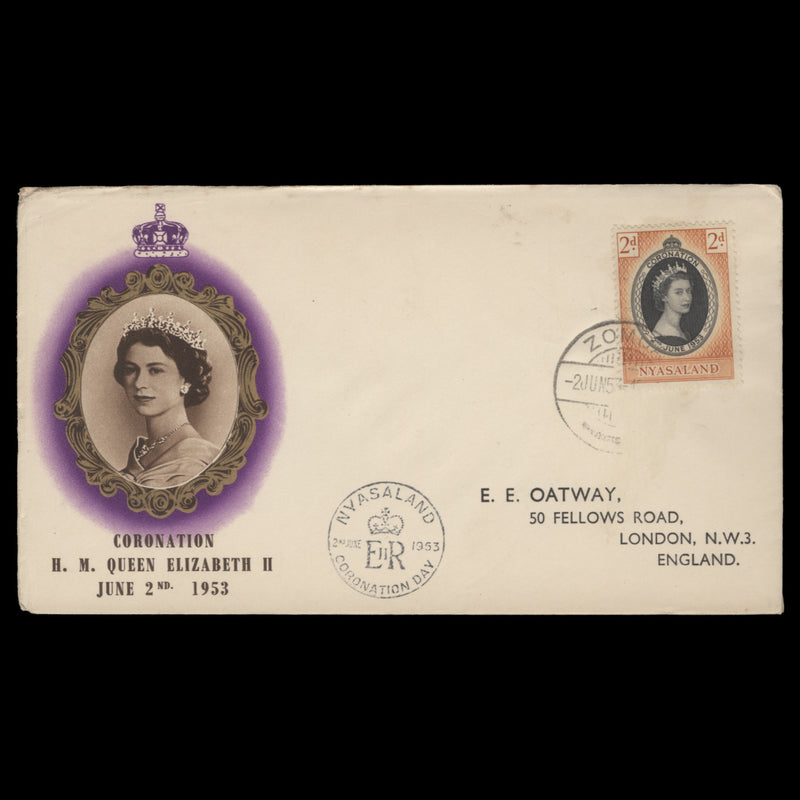 Nyasaland 1953 (FDC) 2d Coronation, ZOMBA