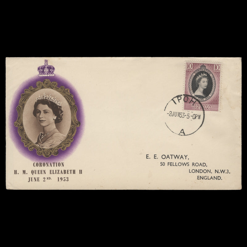 Perak 1953 (FDC) 10c Coronation, IPOH A