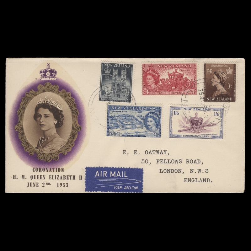 New Zealand 1953 Coronation first day cover, PAREORA