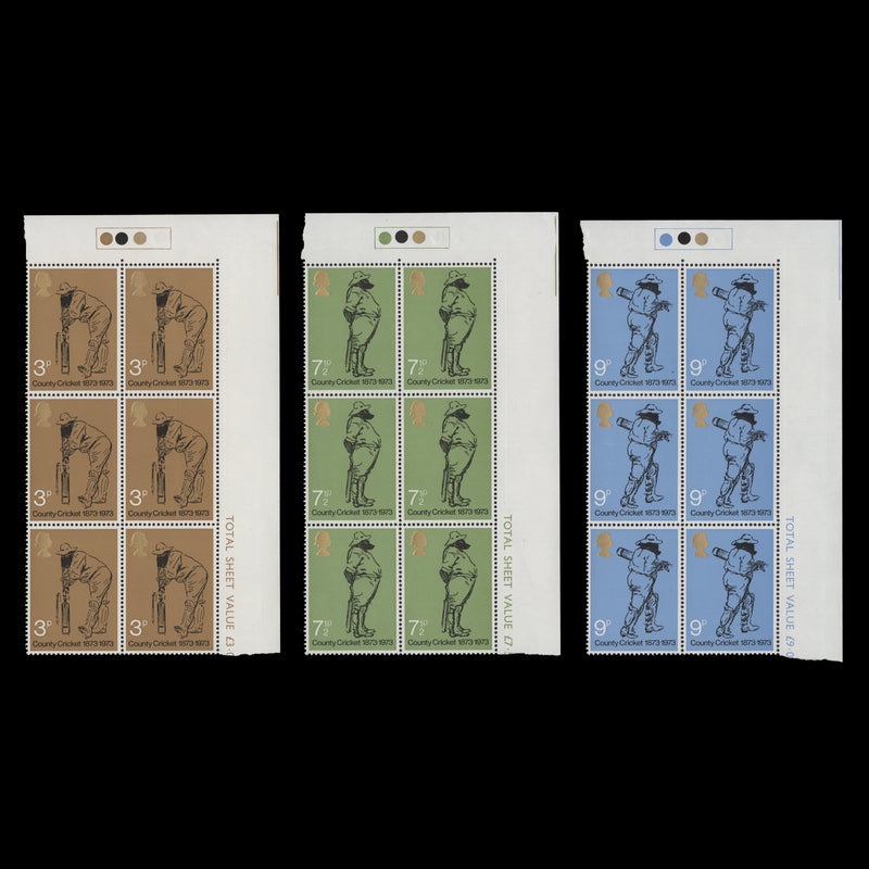 Great Britain 1973 (MNH) County Cricket traffic light blocks