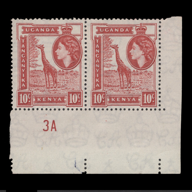 Kenya Uganda Tanganyika 1954 (MNH) 10c Giraffe plate 3A pair