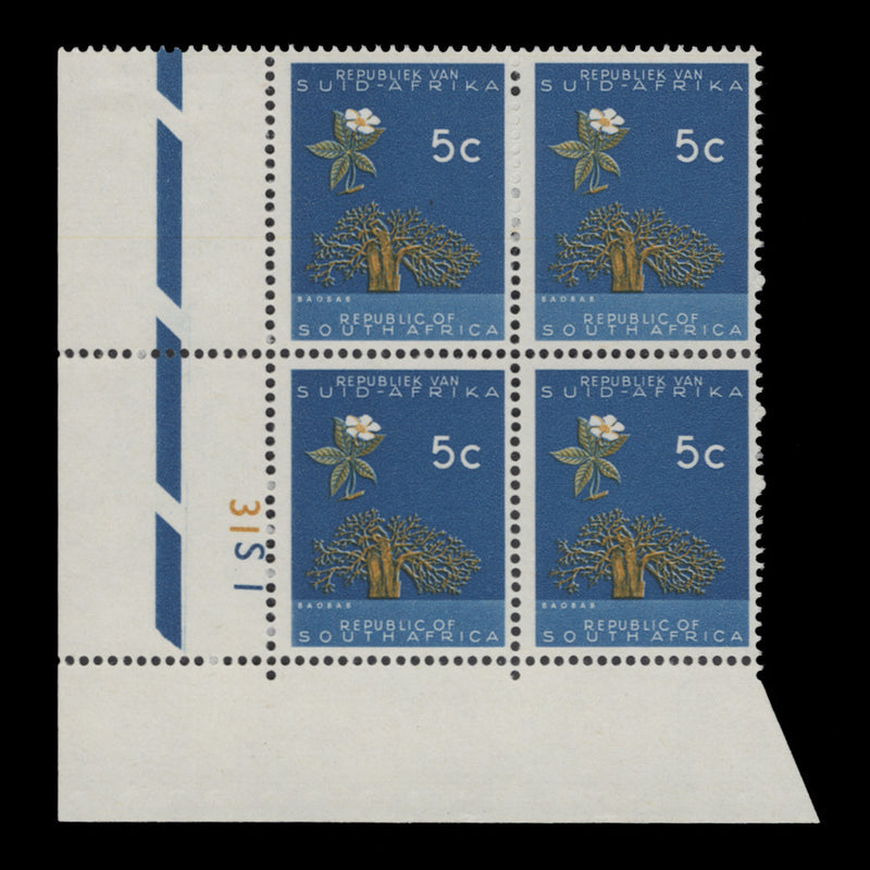 South Africa 1961 (MNH) 5c Baobab Tree cylinder 31–S1 block