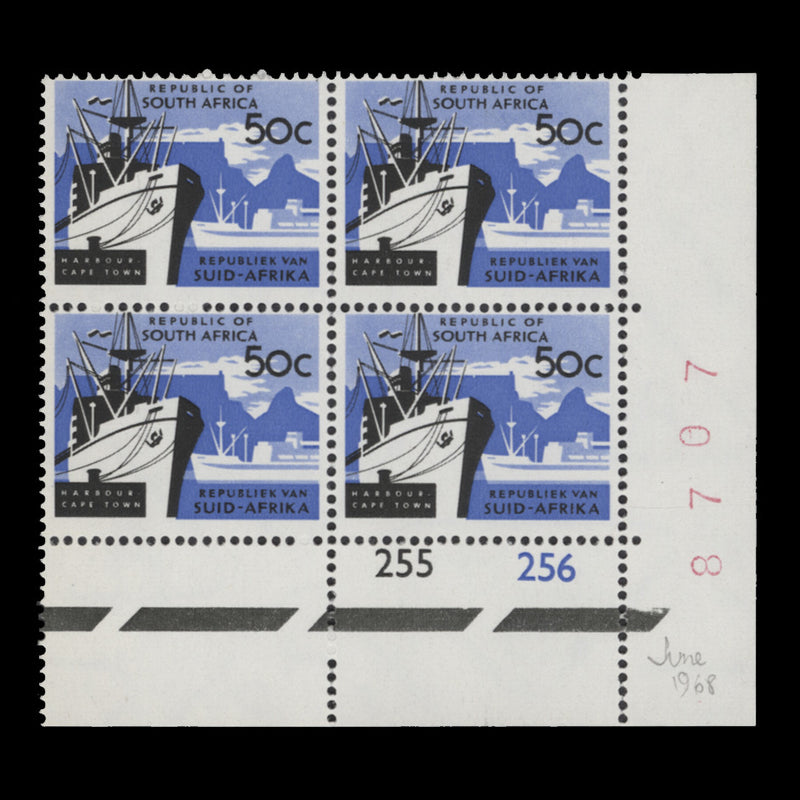 South Africa 1968 (MNH) 50c Cape Town Harbour, RSA tête-bêche wmk