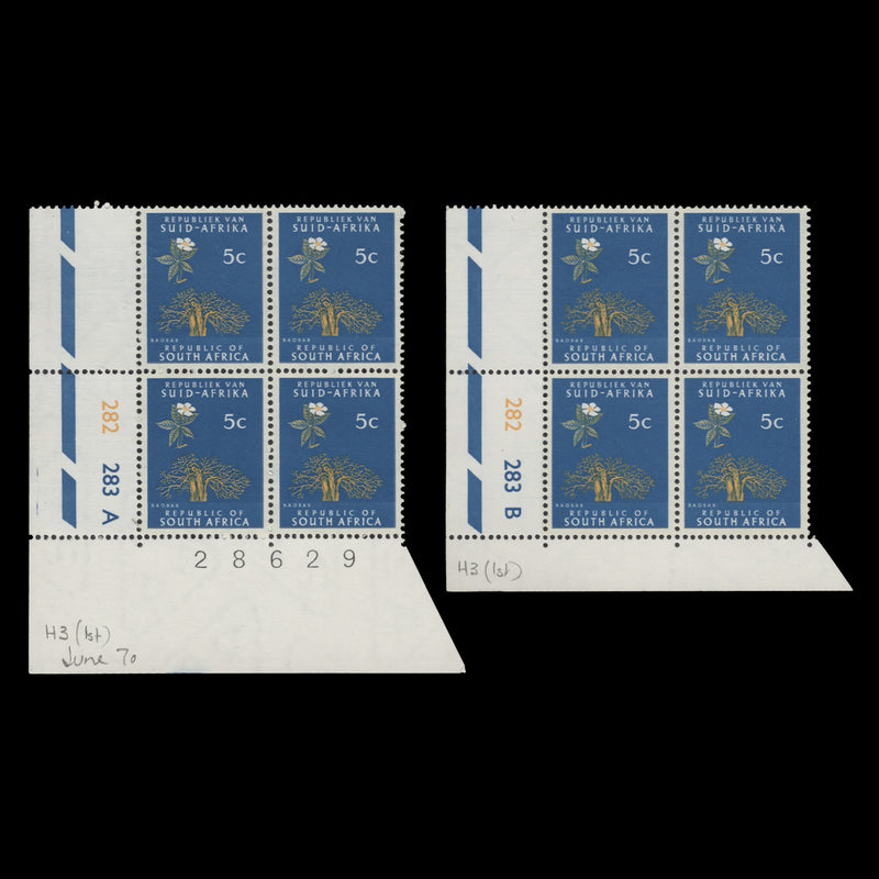 South Africa 1970 (MNH) 5c Baobab Tree cyl blocks, phosphor frame