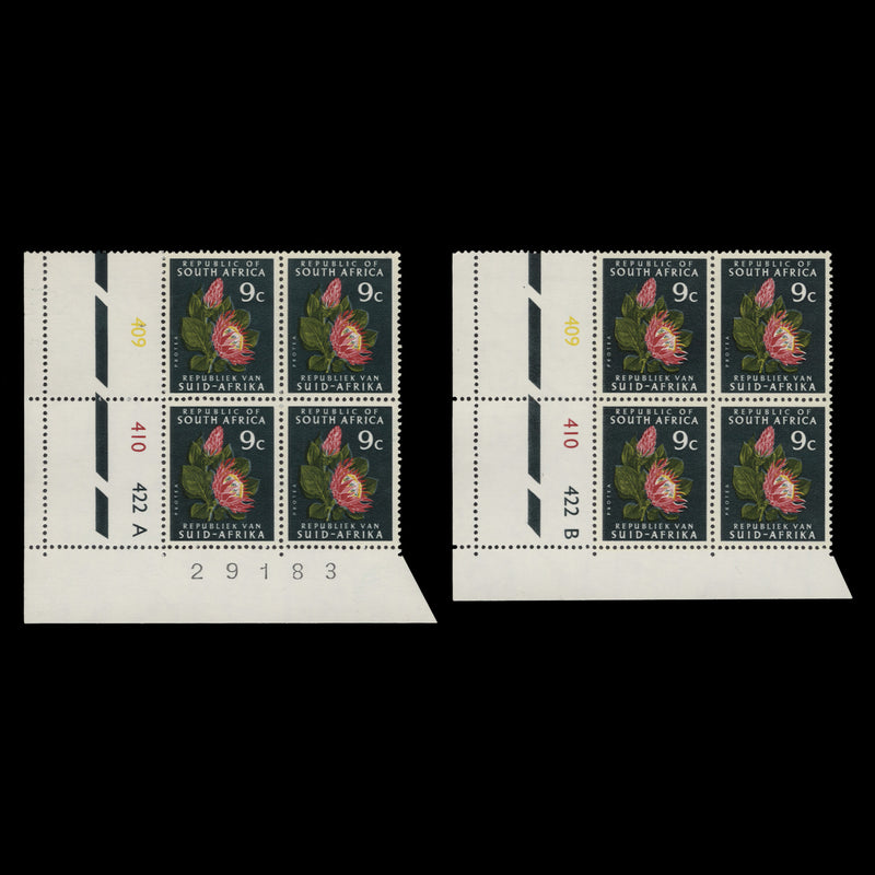 South Africa 1971 (MNH) 9c Protea cylinder blocks, phosphor frame