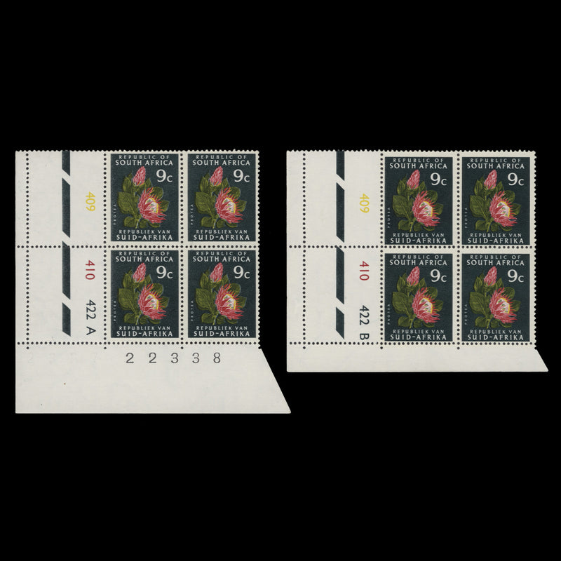 South Africa 1972 (MNH) 9c Protea cylinder blocks, phosphor paper