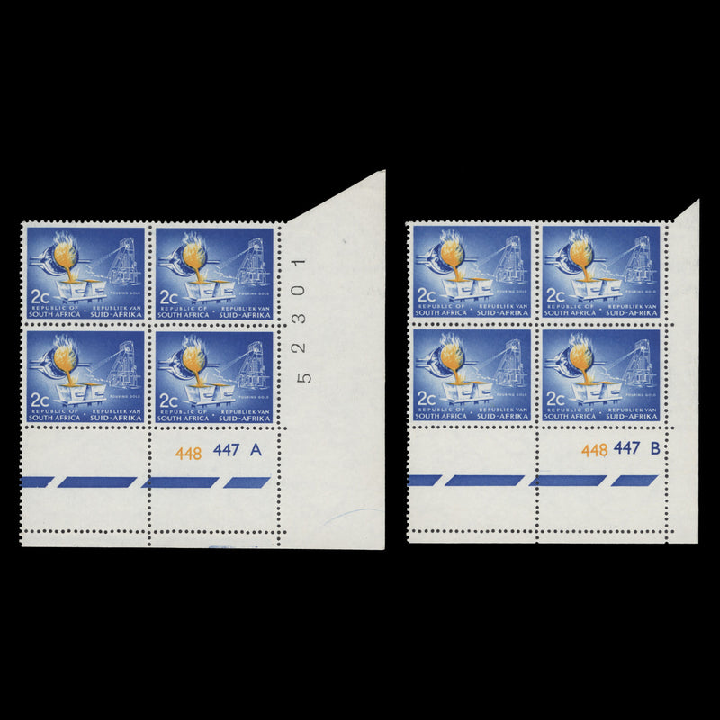 South Africa 1972 (MNH) 2c Pouring Gold cyl blocks, phosphor paper