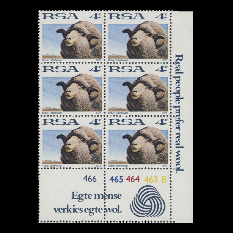 South Africa 1972 (MNH) 4c Sheep cylinder block, phosphor paper