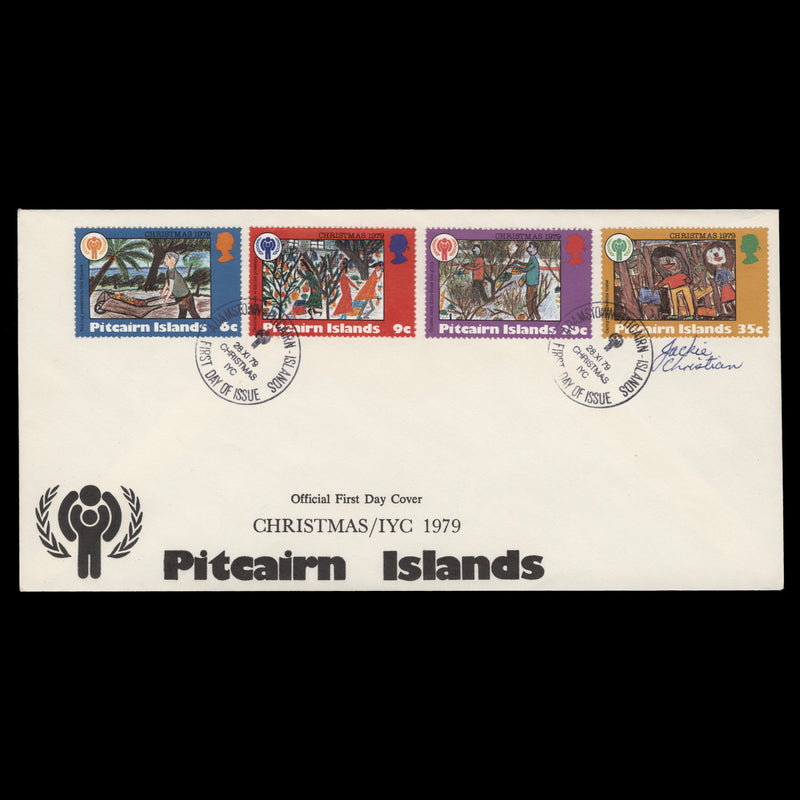 Pitcairn Islands 1979 Christmas first day cover signed by Jackie Christian